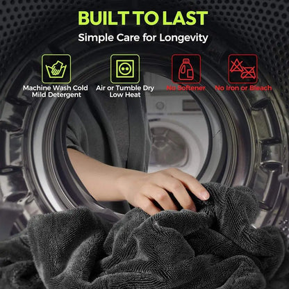 Extra Large 1400GSM Microfiber Car Drying Towel – Ultra Absorbent Detailing Towel for Cars, SUVs & Trucks