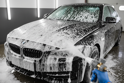 Car covered in thick foam