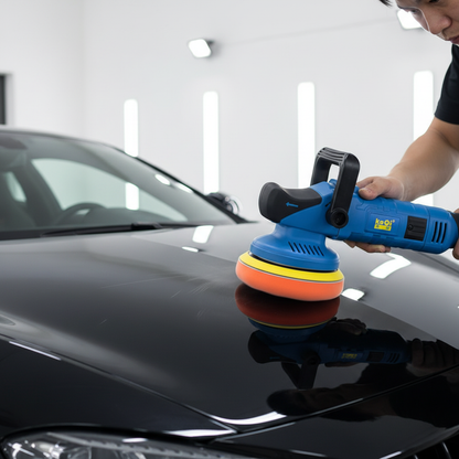 Close-up of polisher creating shine