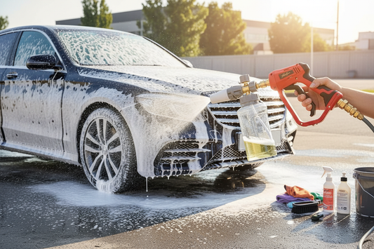 Foam cannon setup with car
