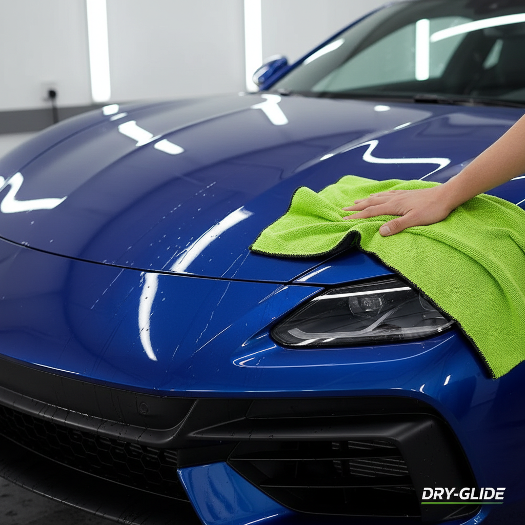 Towel on freshly washed car