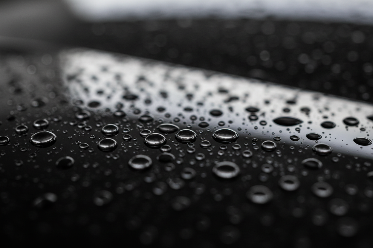 Water beading on coated surface