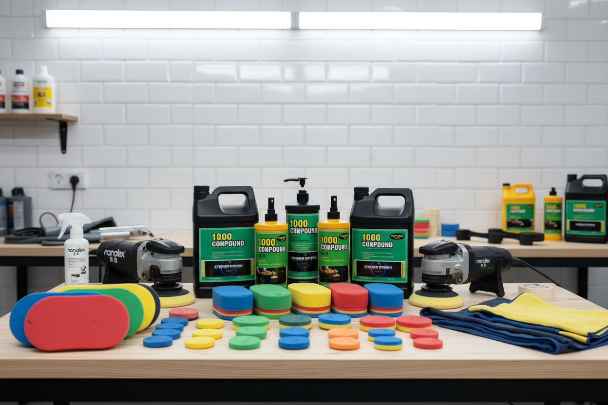 Workbench with pads and tools